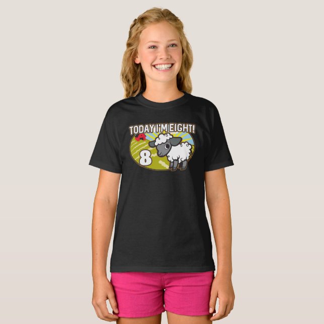 Barn 8:e födelsedagen idag är jag åtta! Cute Lamb T Shirt (Hel framsida)