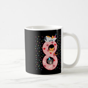 Barn 8:e födelsedagstjuret Cute Cat Outfit 8 år ga Kaffemugg