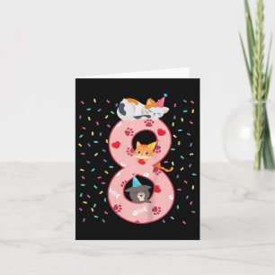 Barn 8:e födelsedagstjuret Cute Cat Outfit 8 år ga Kort