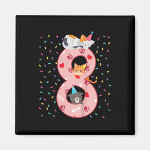 Barn 8:e födelsedagstjuret Cute Cat Outfit 8 år ga Magnet