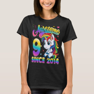 Barn 9 år Gamla Unicorn Girl 9 Birthday Girls T Shirt