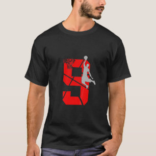 Barn 9 år gammal 9:e Basketball Birthday PartyTema T Shirt