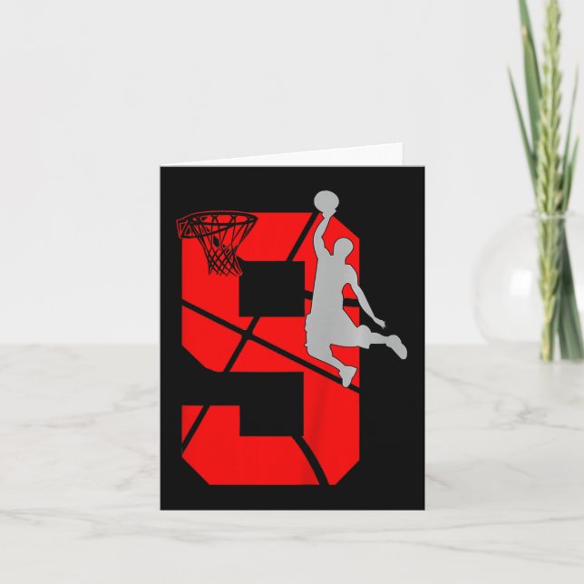 Barn 9 år gammal 9:e Basketboll födelsedagstema Kort (Framsida)