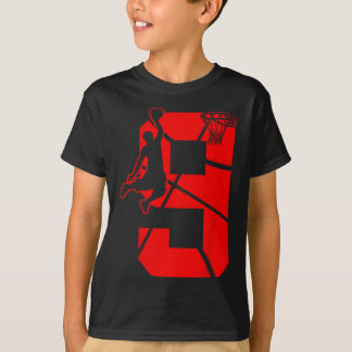 Barn 9 år gammal 9:e Basketboll födelsedagstema T Shirt