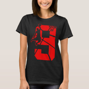 Barn 9 år gammal 9:e Basketboll födelsedagstema T Shirt