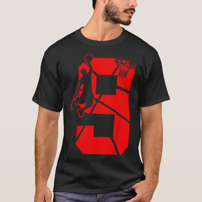 Barn 9 år gammal 9:e Basketboll födelsedagstema T Shirt (Framsida)