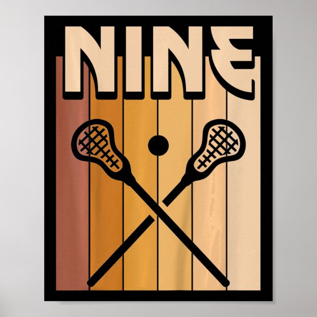 Barn 9 år gammal Lacrosse Birthday Boy 9 Bir Poster (Framsidan)