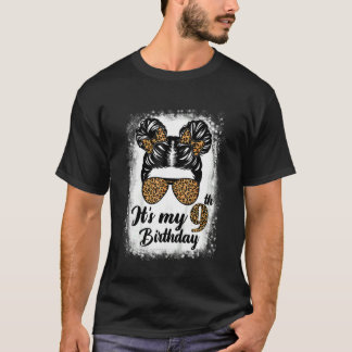 Barn 9 år gammal Messy Bun Girl Leopard. T Shirt