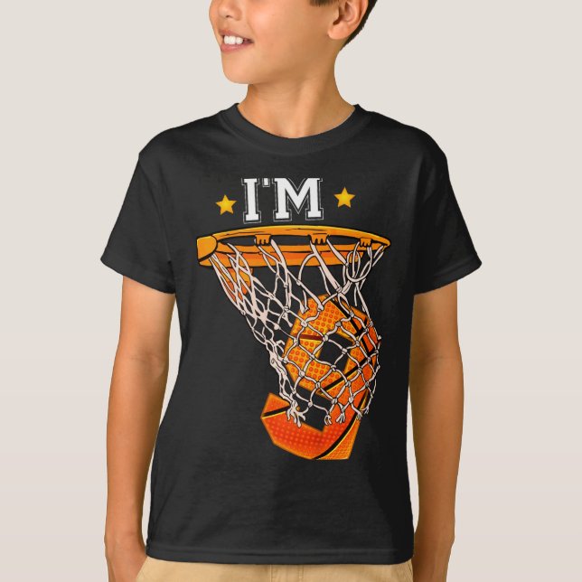 Barn 9-års födelsedag basket 9 pojke flicka 6:e b  t shirt (Framsida)