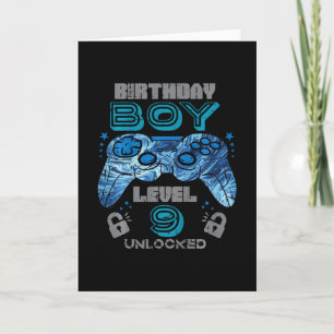 Barn 9-års födelsedag Gamer Nivå 9 Upplåst Video S Kort