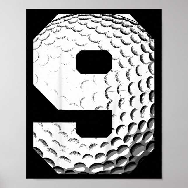 Barn 9-års födelsedags pojke golfspelare golf 9 år poster (Framsidan)