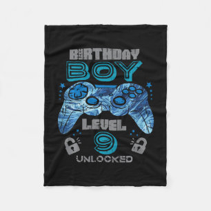Barn 9-årsdag Spelare Nivå 9 Upplåst Video Spel Fleecefilt