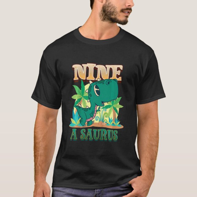 Barn 9: e Brithday 9 Year Old Dinosaur Rex 9 Yea T Shirt (Framsida)