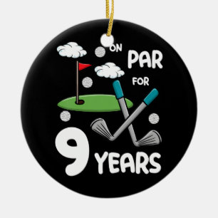 Barn 9:e födelsedag Golf Funny Golfer 9 år Julgransprydnad Keramik