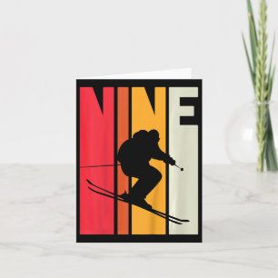 Barn 9:e födelsedag Retro Ski Älskare Skier 9 år Kort