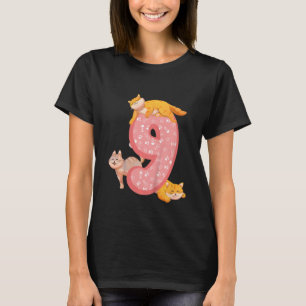 Barn 9:e födelsedag Rosa Cat ThLED Cat Tassar Bira T Shirt