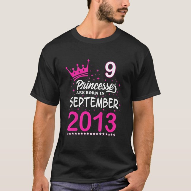Barn 9:e födelsedag Rosa föds upp i september T Shirt (Framsida)