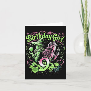 Barn 9:e födelsedag Rosa och Grönt 9 år gammal Kort
