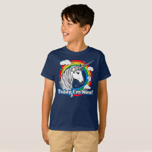 Barn 9:e födelsedag Unicorn Rainbow Idag är jag ni T Shirt