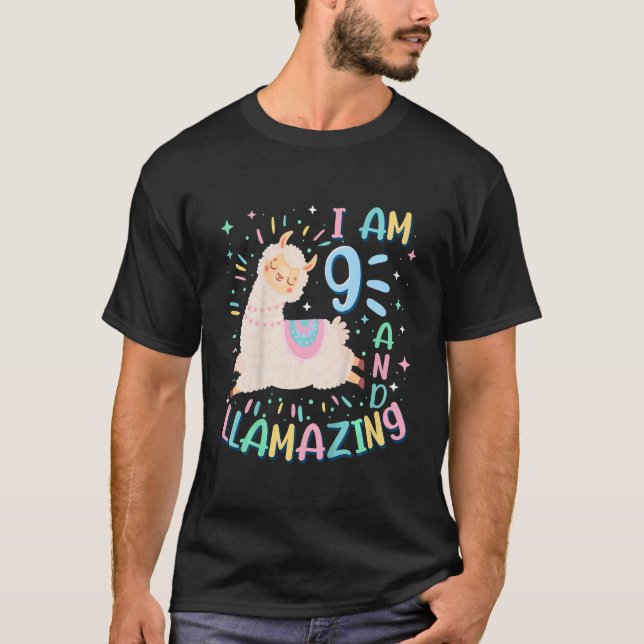 Barn 9:e födelsedagen: 9 år och lamazing L T Shirt (Framsida)