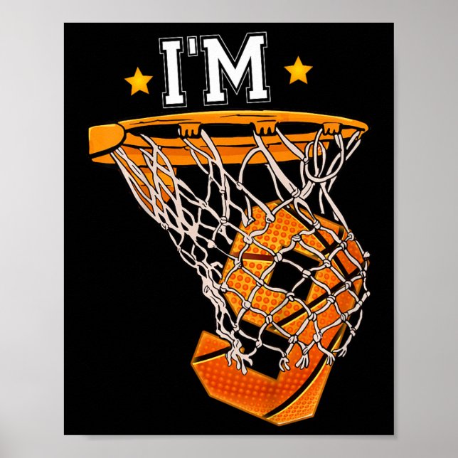 Barn 9:e födelsedagen Basketball Jag är 9 Boy Girl Poster (Framsidan)