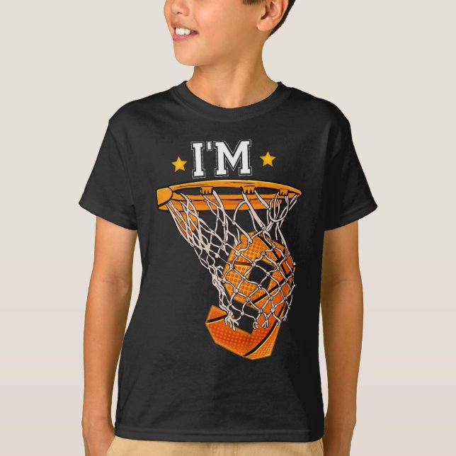 Barn 9:e födelsedagen Basketball Jag är 9 Boy Girl T Shirt (Framsida)
