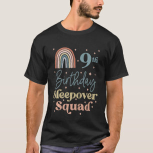Barn 9:e födelsedagen Boho Rainbow Sleepover Squad T Shirt