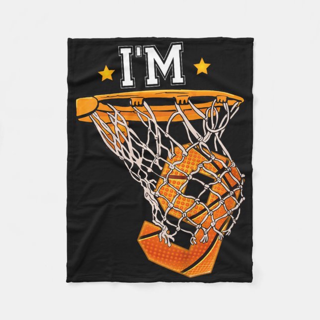 Barn 9:e födelsedagen Bysketbyll Jag är 9 Boy Girl Fleecefilt (Framsidan)