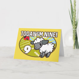 Barn 9:e födelsedagen idag är jag nio! Cute Lamb Kort