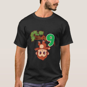 Barn 9:e Födelsedagsfesten 9 år apa Ape Zoo Ani T Shirt