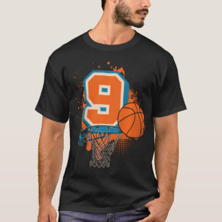 Barn 9:e födelsedagstorgen Basketball Player Baske T Shirt