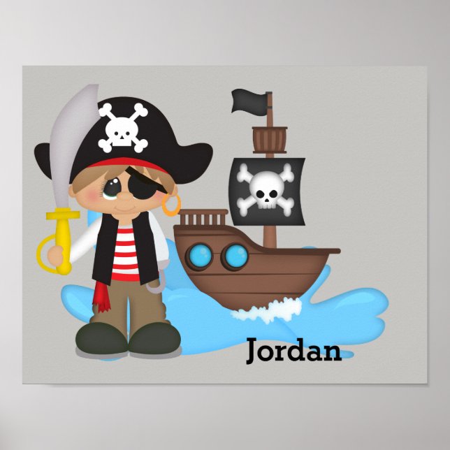 Barn Affisch Söt Piratpojke (Framsidan)
