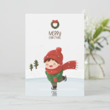 Barn åker skridskor på is jul