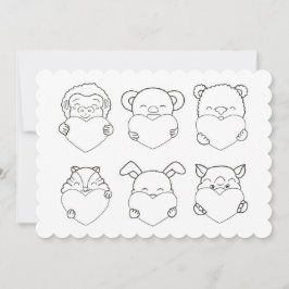 Barn Alla hjärtans dag Hearts Animals Coloring Car