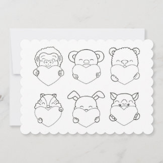 Barn Alla hjärtans dag Hearts Animals Coloring Car