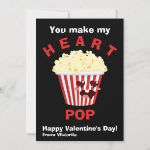 Barn Alla hjärtans dag Söt popcorn Svart Julkort