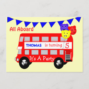 Barn alla utom Stora röda Buss Party Inbjudningar