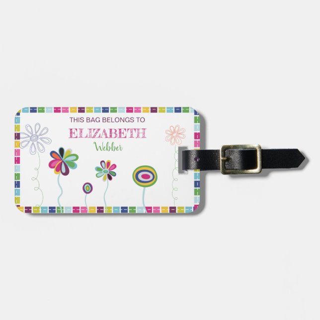 Barn Allergen Allergy ID Cute Flower Bright-Märkre Bagagebricka (Horisontell Framsida)