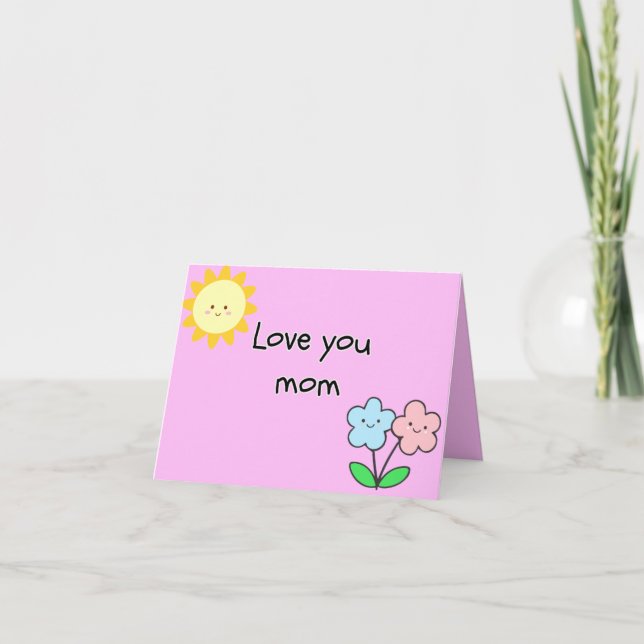 Barn "älskar dig mamma" söta mors dag/födelsedag tack kort (Framsida)
