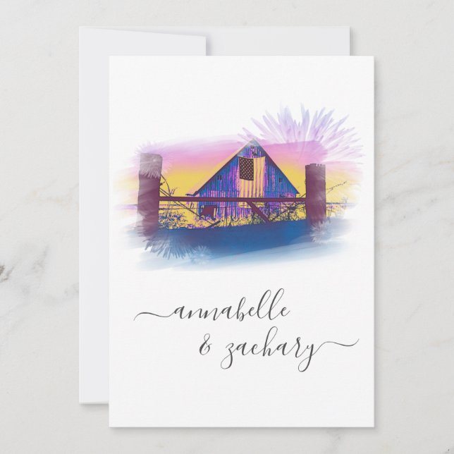 *~* Barn American Flagga AR19 QR OSA Bröllop Inbjudningar (Framsida)