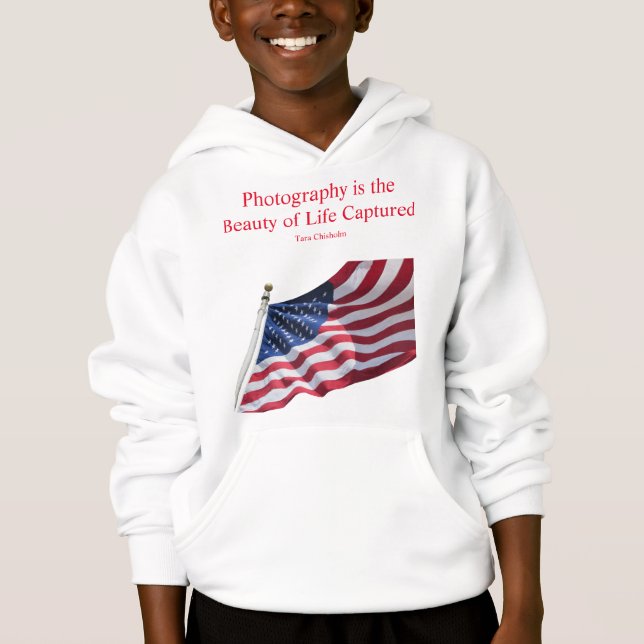 Barn American Flagga Hooved Sweatshirt T Shirt (Framsida)