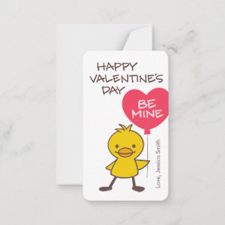 Barn Anka BE MINE Ballong Klassrum Valentine Anteckningskort