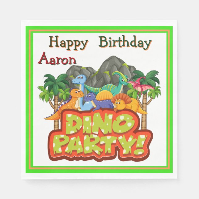 Barn Anpassa Dino Födelsedag Servetter (Framsidan)
