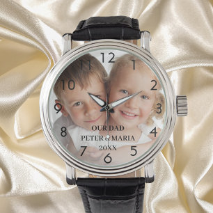 Barn anpassningsbar fotot namn år pappa armbandsur
