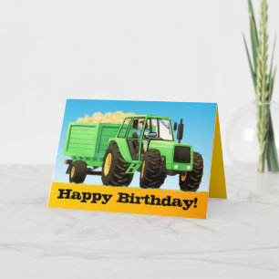 Barn Anpassningsbar Grönt Farm Tractor Grattis på Kort