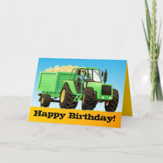 Barn Anpassningsbar Grönt Farm Tractor Grattis på  Kort