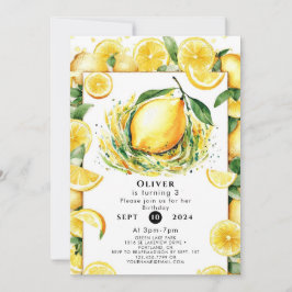 Barn Anpassningsbar Lemon Birthday Inbjudningar