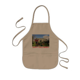 Barn apron. Happy halloween, häxkatt Barnförkläde