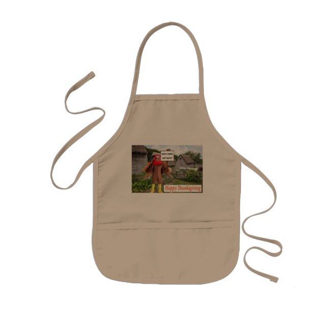 Barn apron. Happy thanksgiving. cheetah-kalkon Barnförkläde (Framsidan)