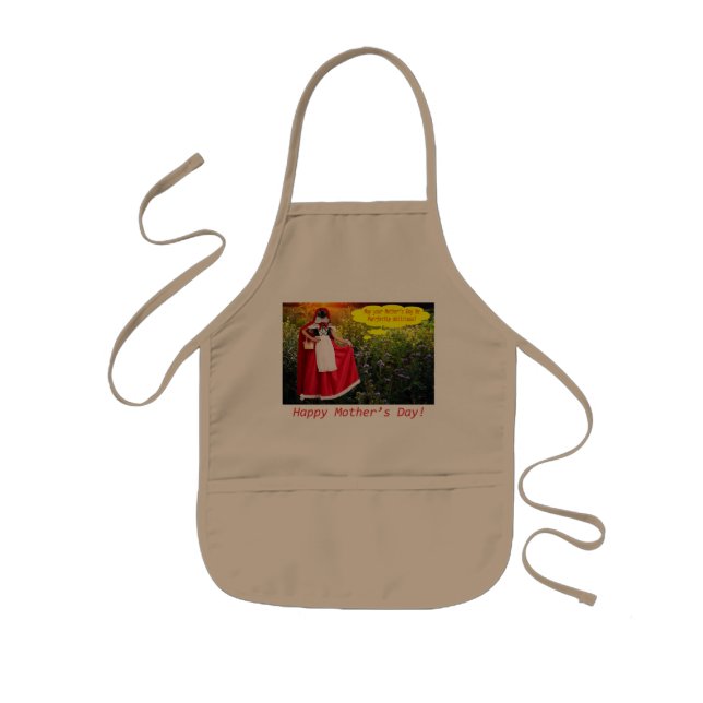 Barn apron. Lycklig Mors dag. Barnförkläde (Framsidan)